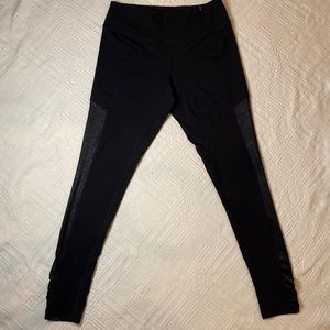 Calia Black Leggings With Floral Design Down Legs